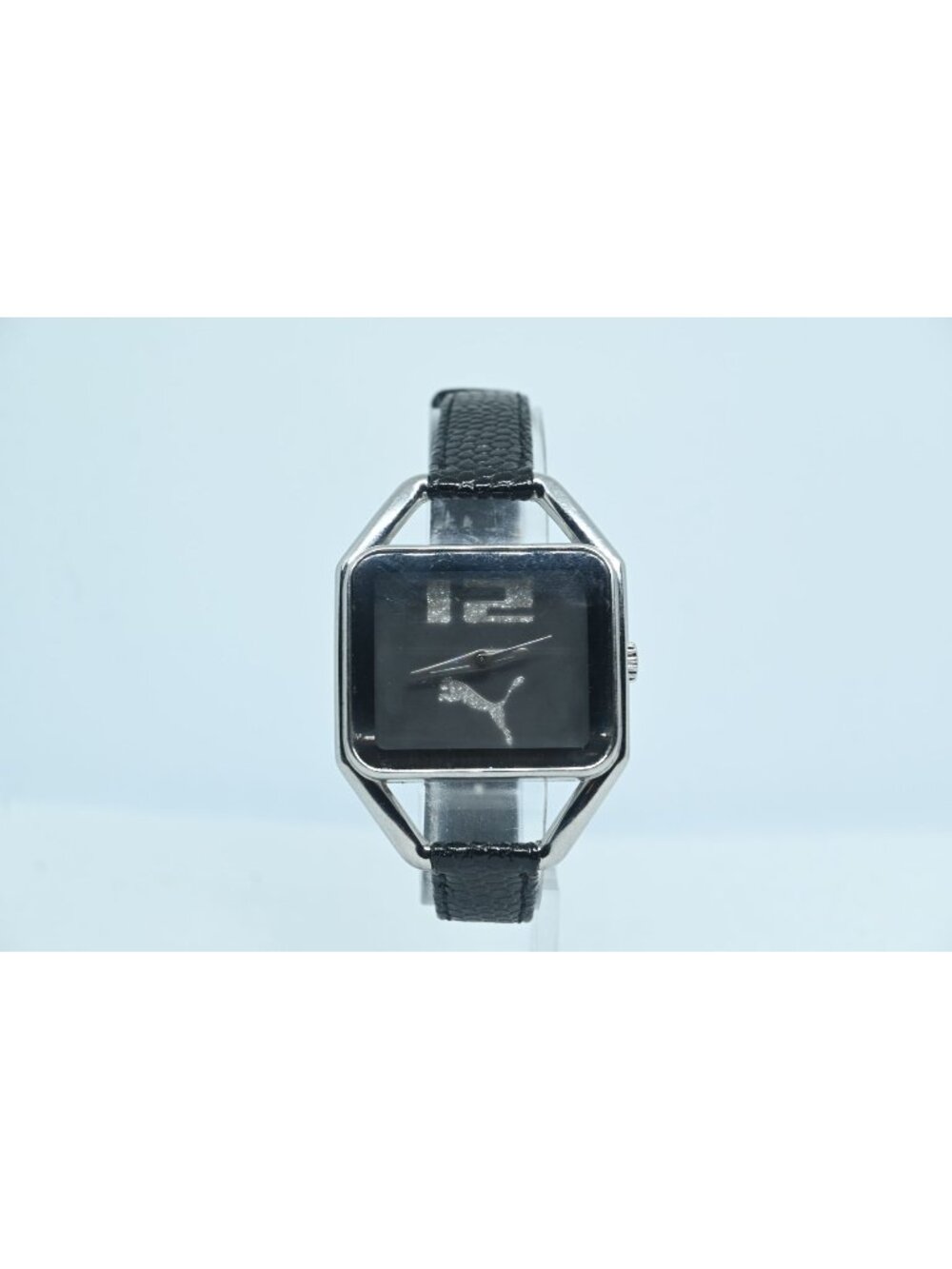 Puma Pliancy Black Women's Watch Square Dial Silver Glitter Logo 100122